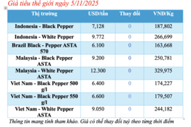 Giá tiêu hôm nay 5/11/2025: Tiêu nội địa bất ngờ sụt giảm