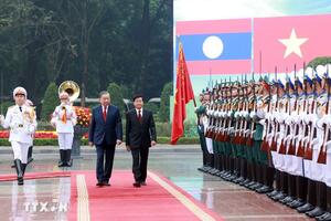 Tổng Bí thư Tô Lâm chủ trì lễ đón Tổng Bí thư, Chủ tịch nước Lào Thongloun Sisoulith