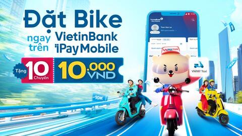 Di chuyển bằng xe máy tiện lợi trên VietinBank iPay Mobile
