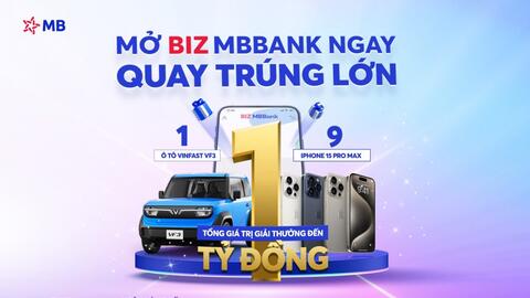 Mở tài khoản BIZ MBBank, rinh xe Vinfast VF3 và iPhone 15 ProMax