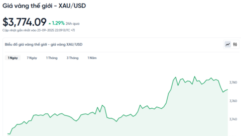 Giá vàng hôm nay 24/09/2025: Giá vàng lập đỉnh mới