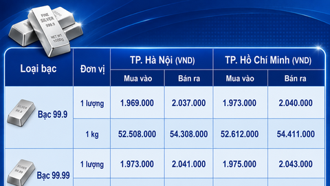 Giá bạc hôm nay 14/8/2026: Quay đầu sụt giảm