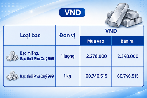 Giá bạc hôm nay 20/8/2026: Bạc trong nước trái chiều thế giới