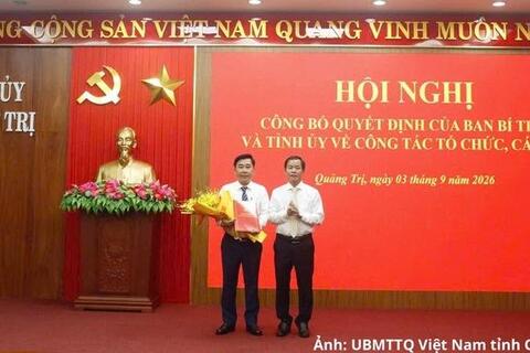 Quảng Trị kiện toàn tổ chức, cán bộ, bổ sung nhân sự Ban Thường vụ Tỉnh ủy
