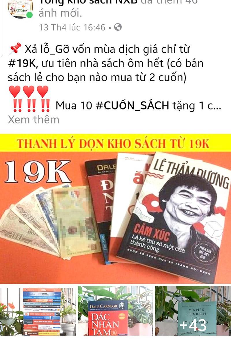 Một trang bán sách lậu đăng thanh lý sách giá rẻ. Ảnh: Internet