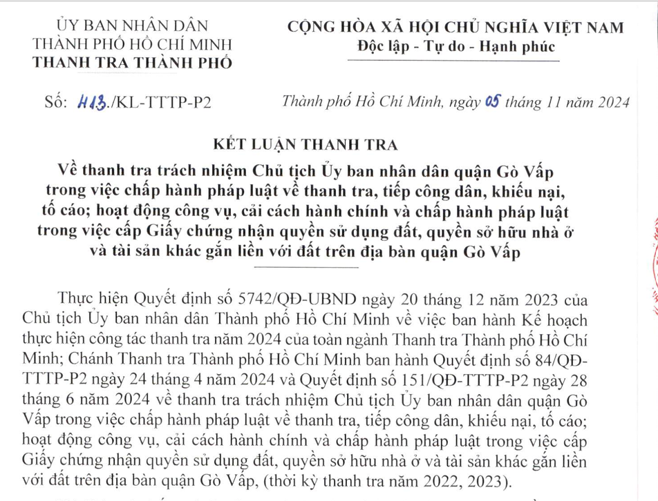 Một phần của Kết luận thanh tra