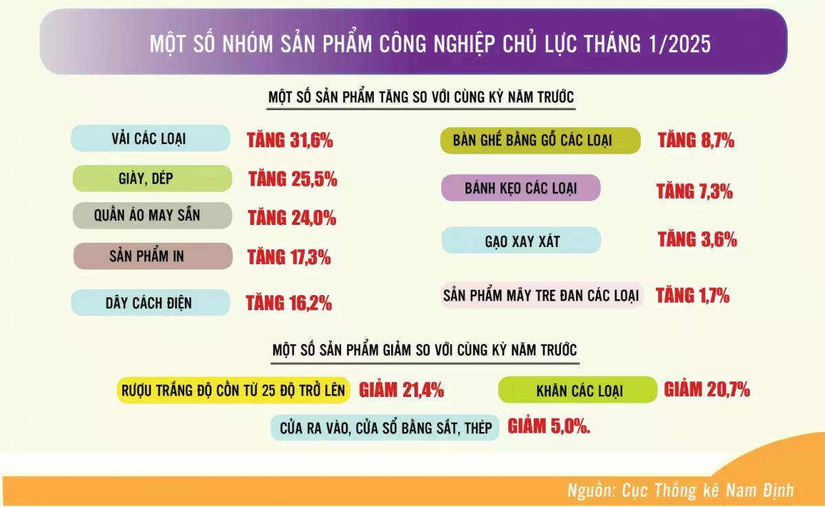 Infographic |Công nghiệp Nam Định tháng 1/2025