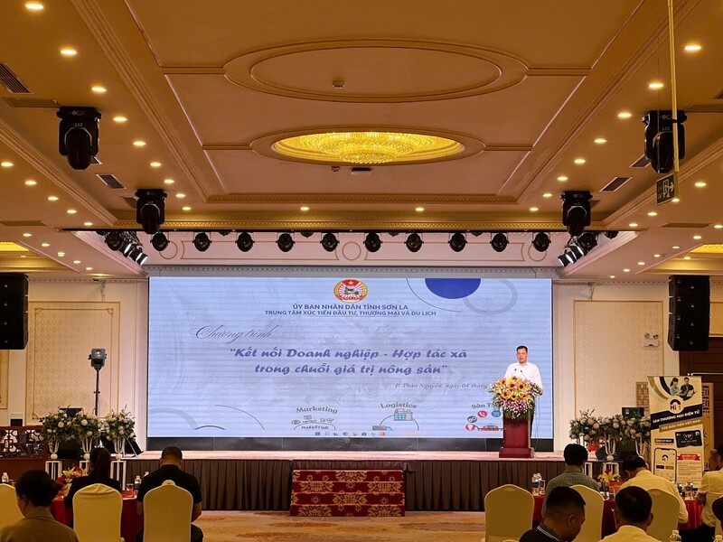 Chương trình Cà phê Doanh nhân năm 2025 với chủ đề “Kết nối Doanh nghiệp – Hợp tác xã trong chuỗi giá trị nông sản”. (Ảnh: DDCI Sơn La)