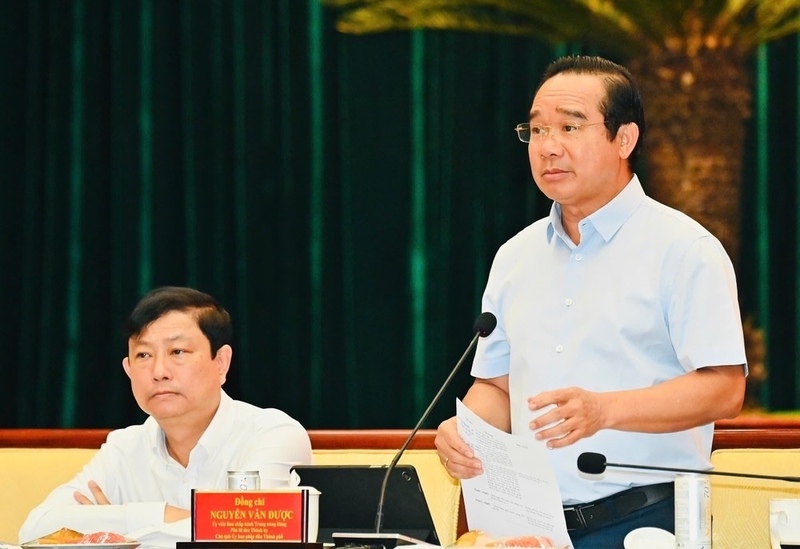 Ông Nguyễn Văn Được, Chủ tịch UBND TP. Hồ Chí Minh phát biểu. Ảnh: Việt Dũng.