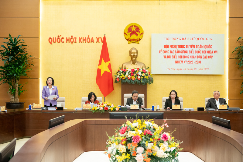 Hội nghị trực tuyến toàn quốc triển khai công tác bầu cử đại biểu Quốc hội khóa XVI và đại biểu Hội đồng nhân dân các cấp nhiệm kỳ 2026 - 2031.