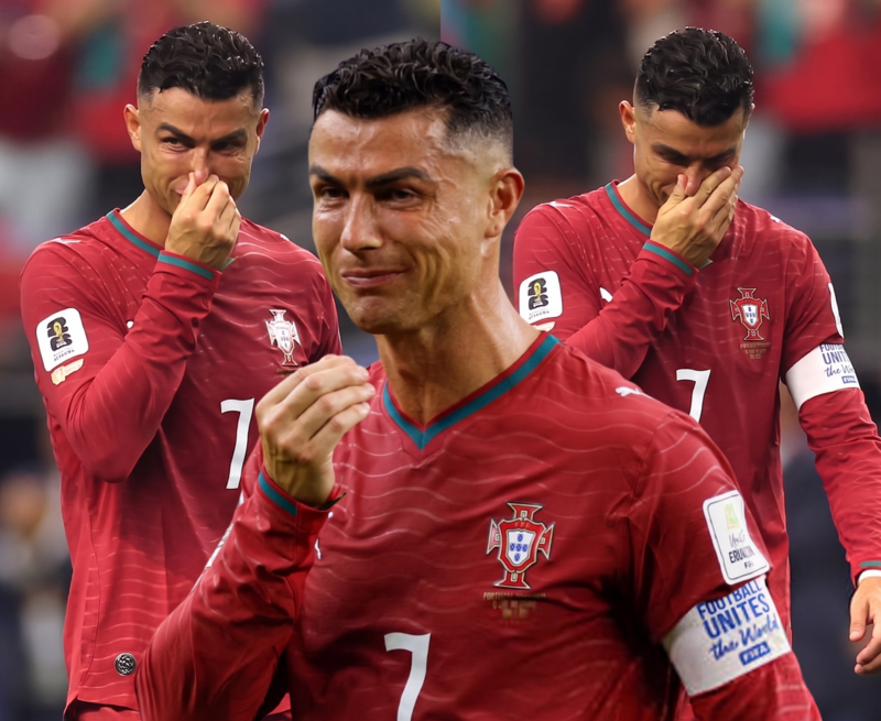 Giọt nước mắt nuối tiếc của Cristiano Ronaldo trong ngày chia tay kỳ World Cup cuối cùng trong sự nghiệp không khỏi khiến nhiều người hâm mộ nuối tiếc (Ảnh được tạo bởi AI)
