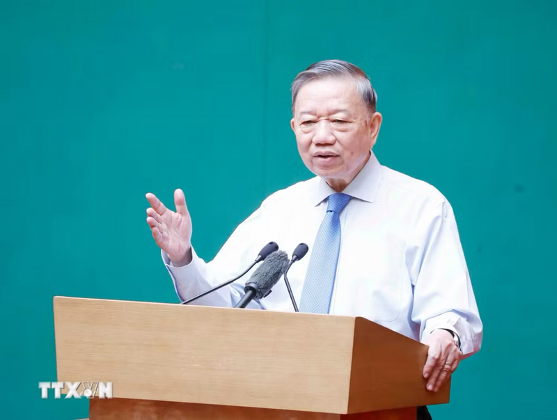 Tổng Bí thư, Chủ tịch nước Tô Lâm phát biểu tại buổi gặp mặt. Ảnh: Thống Nhất/TTXVN