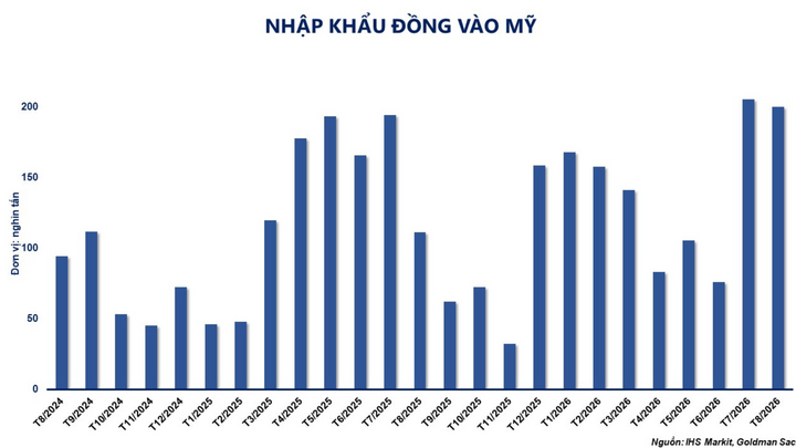 Nhập khẩu đồng vào Mỹ.